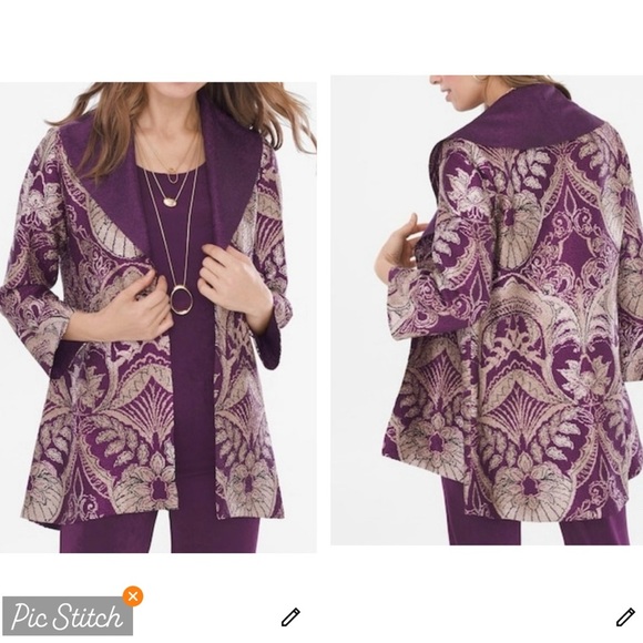 Chicos’s Travelers Crushed Reversible Jacket Mystique Purple - Picture 1 of 12
